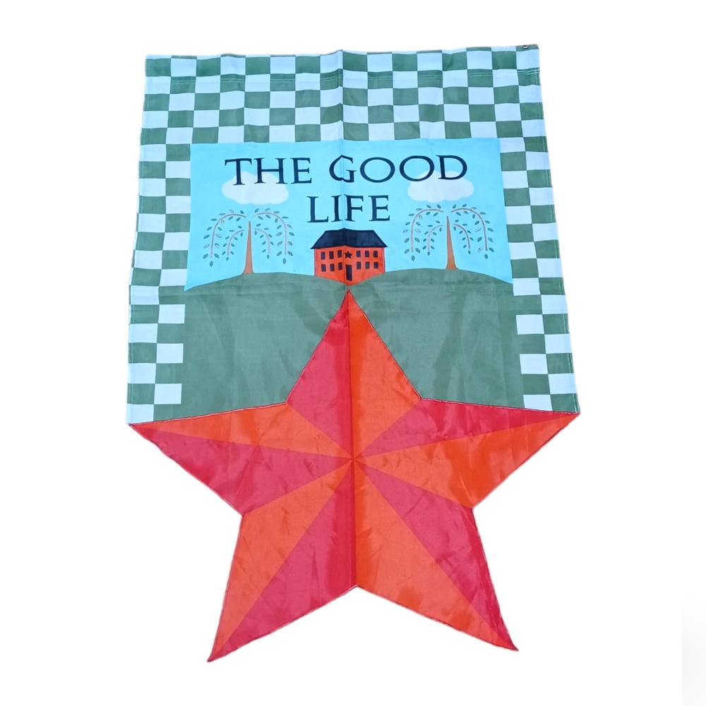 Star Church The Good Life Checkered Graden Banner Garden Flag โญ - Picture 1 of 12